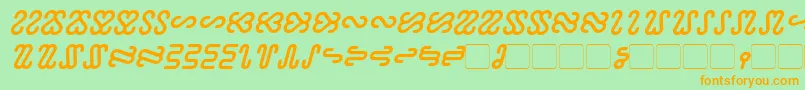 フォントOphidian Bold Italic – オレンジの文字が緑の背景にあります。