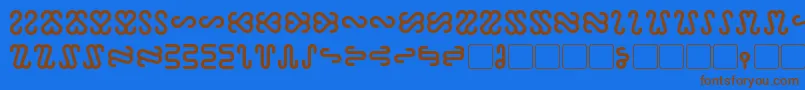 フォントOphidian Bold – 茶色の文字が青い背景にあります。