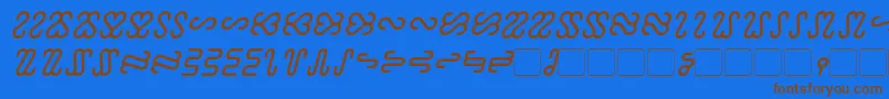 フォントOphidian Italic – 茶色の文字が青い背景にあります。