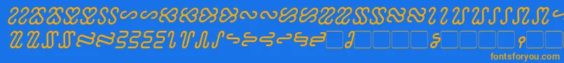 フォントOphidian Italic – オレンジ色の文字が青い背景にあります。