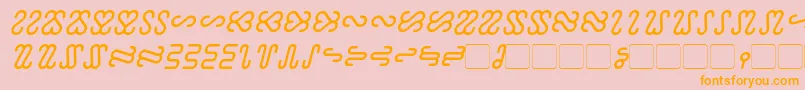 フォントOphidian Italic – オレンジの文字がピンクの背景にあります。