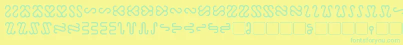 フォントOphidian – 黄色い背景に緑の文字