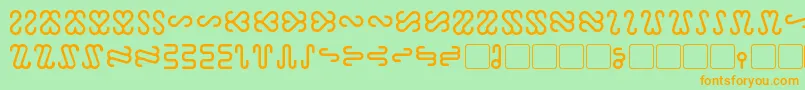 フォントOphidian – オレンジの文字が緑の背景にあります。
