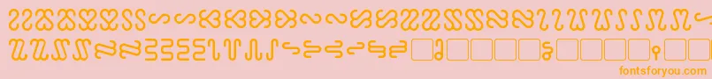 フォントOphidian – オレンジの文字がピンクの背景にあります。