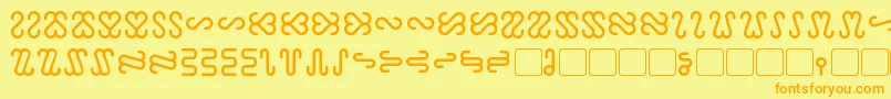 フォントOphidian – オレンジの文字が黄色の背景にあります。