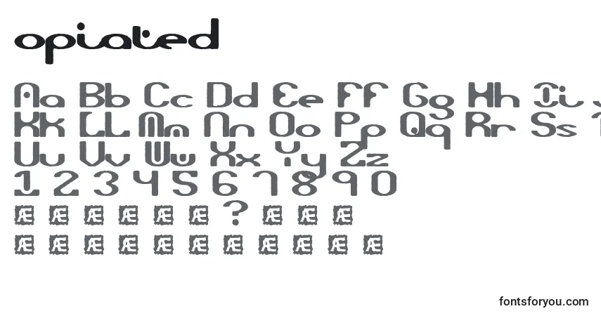 Schriftart Opiated (136158) – Alphabet, Zahlen, spezielle Symbole