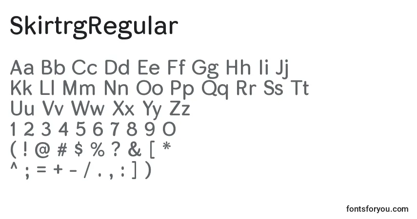 A fonte SkirtrgRegular – alfabeto, números, caracteres especiais
