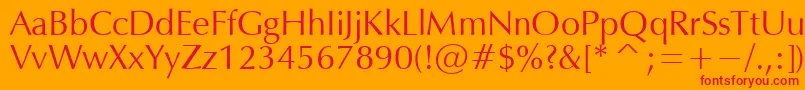 OPM-Schriftart – Rote Schriften auf orangefarbenem Hintergrund