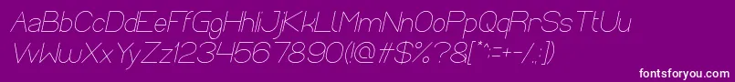 Fonte Optical Fiber Italic – fontes brancas em um fundo violeta
