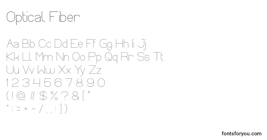 A fonte Optical Fiber – alfabeto, números, caracteres especiais