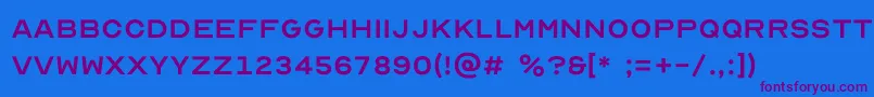 Optician Sans-Schriftart – Violette Schriften auf blauem Hintergrund