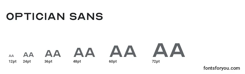 Größen der Schriftart Optician Sans