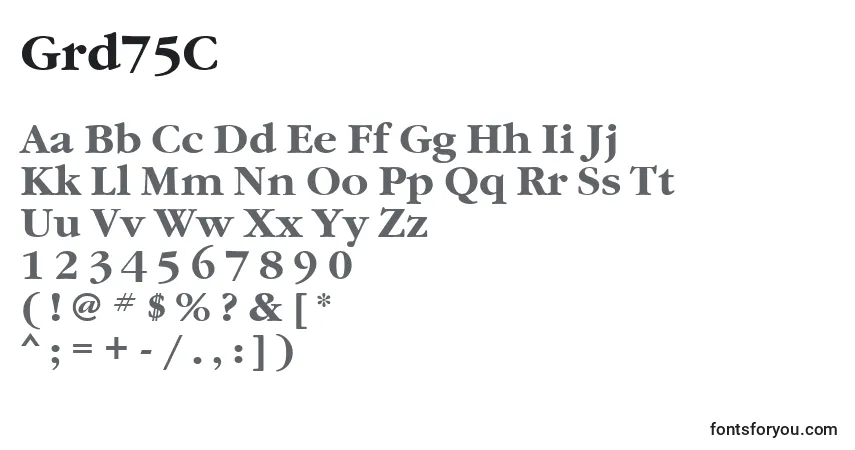 A fonte Grd75C – alfabeto, números, caracteres especiais