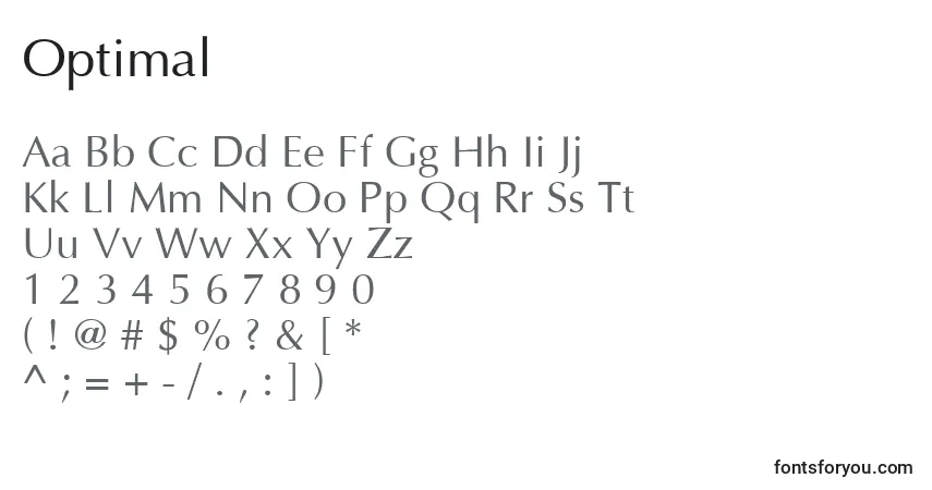 Optimal (136171) Font – alphabet, numbers, special characters