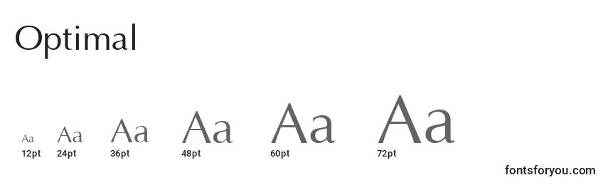 Größen der Schriftart Optimal (136171)