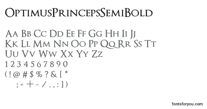 Schriftart OptimusPrincepsSemiBold (136173) – Alphabet, Zahlen, spezielle Symbole