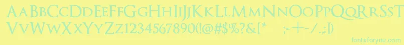 Fonte OptimusPrincepsSemiBold – fontes verdes em um fundo amarelo
