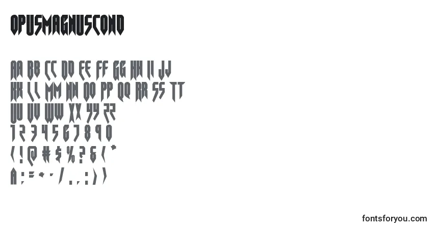 Шрифт Opusmagnuscond (136176) – алфавит, цифры, специальные символы