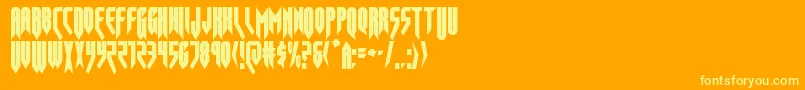 opusmagnuscond-Schriftart – Gelbe Schriften auf orangefarbenem Hintergrund