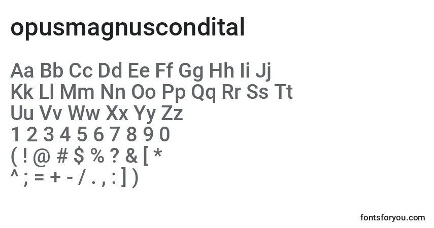 Czcionka Opusmagnuscondital (136177) – alfabet, cyfry, specjalne znaki