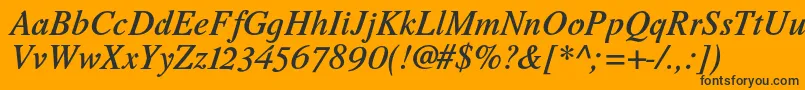 RomandeadfstdDemibolditalic-Schriftart – Schwarze Schriften auf orangefarbenem Hintergrund