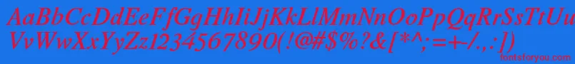 RomandeadfstdDemibolditalic Font – Red Fonts on Blue Background