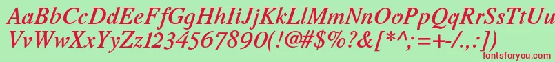 RomandeadfstdDemibolditalic Font – Red Fonts on Green Background