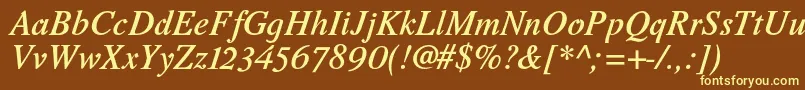 RomandeadfstdDemibolditalic Font – Yellow Fonts on Brown Background