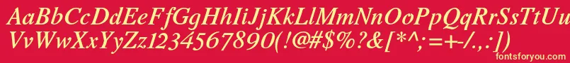 RomandeadfstdDemibolditalic Font – Yellow Fonts on Red Background