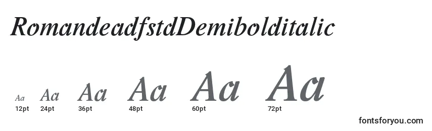 Размеры шрифта RomandeadfstdDemibolditalic