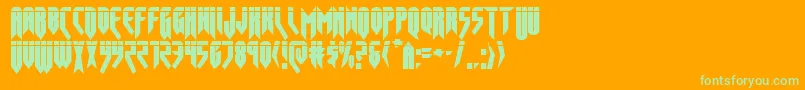 Weitere Informationen zur opusmagnuslaser-Schriftart opusmagnuslaser-Schriftart – Grüne Schriften auf orangefarbenem Hintergrund