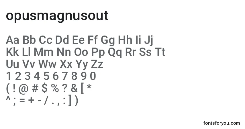 Шрифт Opusmagnusout (136186) – алфавит, цифры, специальные символы
