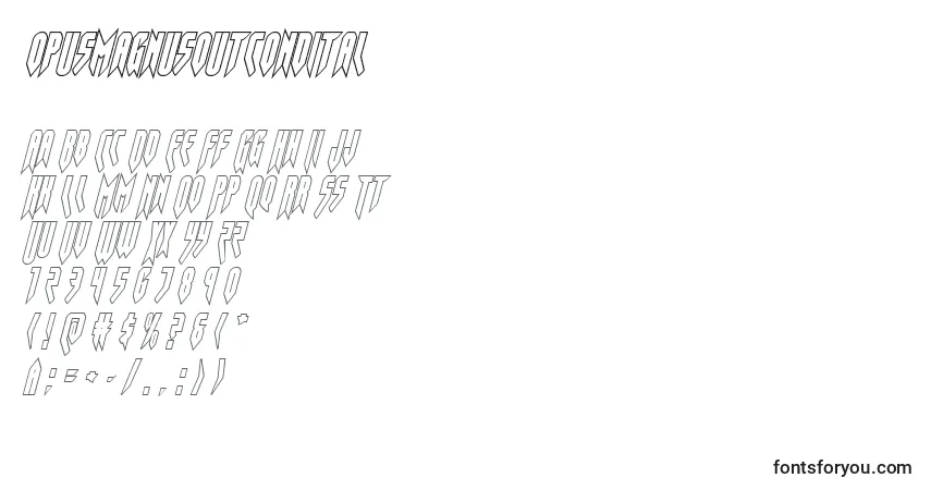 Шрифт Opusmagnusoutcondital (136188) – алфавит, цифры, специальные символы
