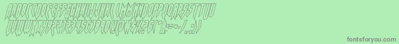 フォントopusmagnusoutcondital – 緑の背景に灰色の文字