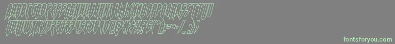 フォントopusmagnusoutcondital – 灰色の背景に緑のフォント