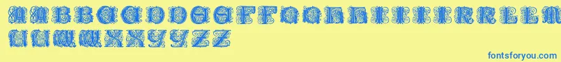 Paulusfranckinitialen Font – Blue Fonts on Yellow Background