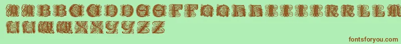 Paulusfranckinitialen-Schriftart – Braune Schriften auf grünem Hintergrund