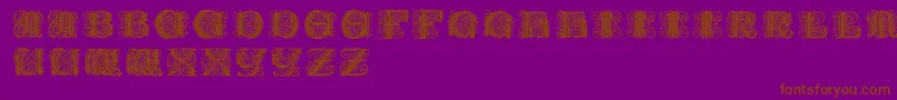 フォントPaulusfranckinitialen – 紫色の背景に茶色のフォント