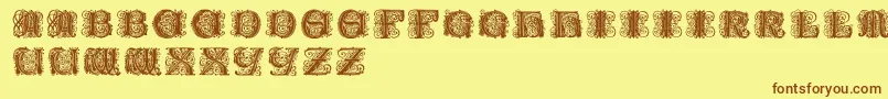 Paulusfranckinitialen Font – Brown Fonts on Yellow Background