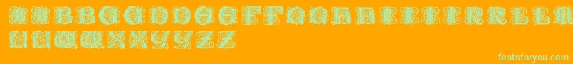Paulusfranckinitialen Font – Green Fonts on Orange Background