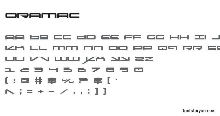 Czcionka Oramac (136192) – alfabet, cyfry, specjalne znaki