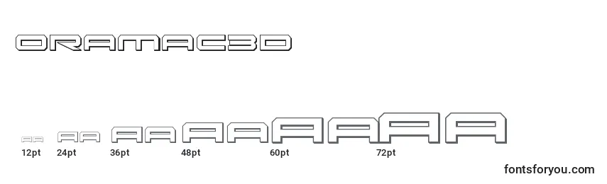 Размеры шрифта Oramac3d