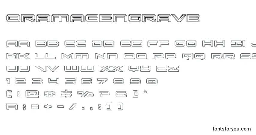 Schriftart Oramacengrave – Alphabet, Zahlen, spezielle Symbole