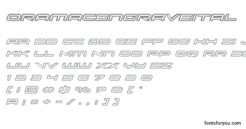 Шрифт Oramacengraveital – алфавит, цифры, специальные символы
