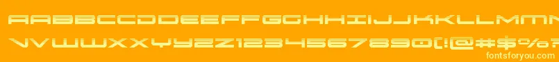 oramachalf-Schriftart – Gelbe Schriften auf orangefarbenem Hintergrund