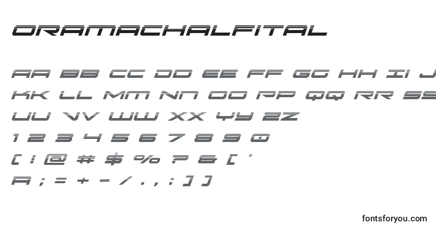 Fuente Oramachalfital - alfabeto, números, caracteres especiales