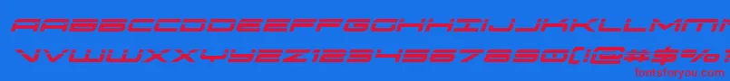 oramaclaserital-Schriftart – Rote Schriften auf blauem Hintergrund
