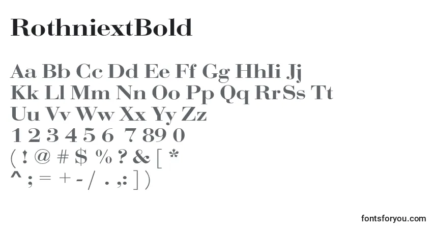 A fonte RothniextBold – alfabeto, números, caracteres especiais