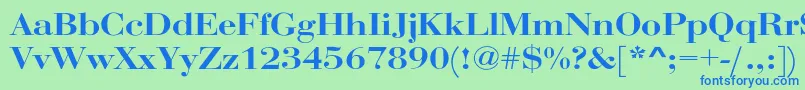 フォントRothniextBold – 青い文字は緑の背景です。