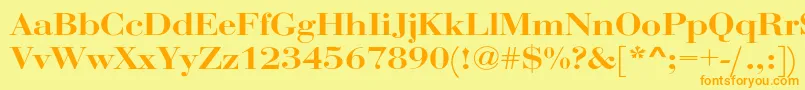 フォントRothniextBold – オレンジの文字が黄色の背景にあります。